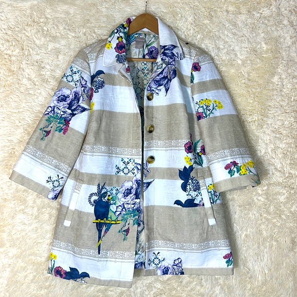 Chico’s Textured Striped Floral Jacket - Picture 4 of 8